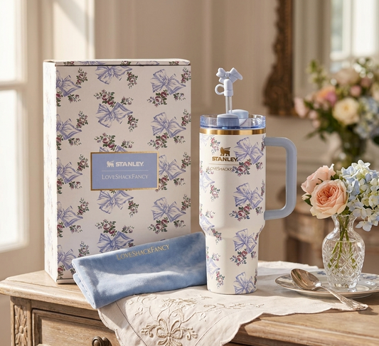 Stanley x LoveShackFancy 40oz Quencher Tumbler Rosa Beaux Blue Floral
